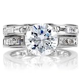 Araceli's Round and Baguette CZ Wedding Ring Set - 7