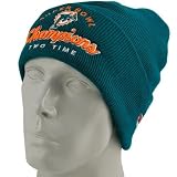 NFL Reebok Miami Dolphins Aqua Two Time Super Bowl Champions Commemorative Knit Beanie