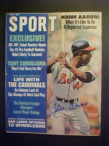 Hank Aaron Atlanta Braves Autographed July 1968 Sport Magazine