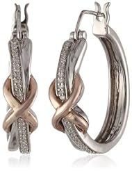 14K Rose Gold Plated Sterling Silver Diamond Bold Earrings (1/10 Cttw, I-J Color, I2-I3 Clarity)