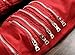 Men's Red Ripped Stretch Skinny Straight Cut Slim Fit Jeans Pants with Zipper Red W30