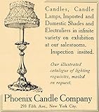 1907 Ad Phoenix Candle Lamps Shades Electroliners NY - Original Print Ad