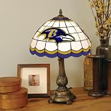 BALTIMORE RAVENS 20 Hand Cut Stained Glass TIFFANY TABLE LAMP with a Cast Metal Base