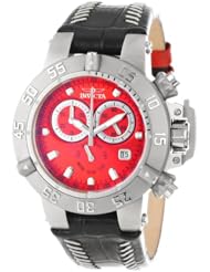 Invicta Womens 11620 Subaqua Chronograph Red Dial Black Leather Watch