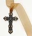 Set of 4 Gold Organza Ribbon and Cross Pendants #11323