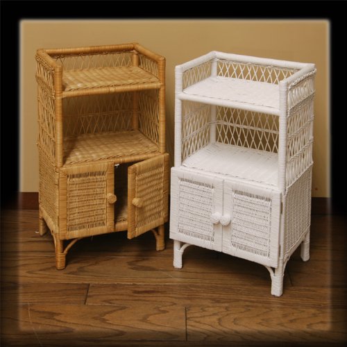 Standing Wicker Shelf with 2 Doors