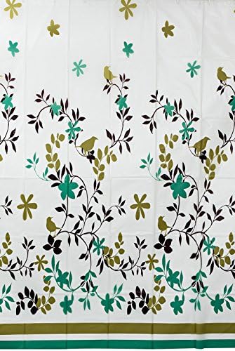 Leaves PEVA Shower Curtain, 70 × 70, Green / Clear