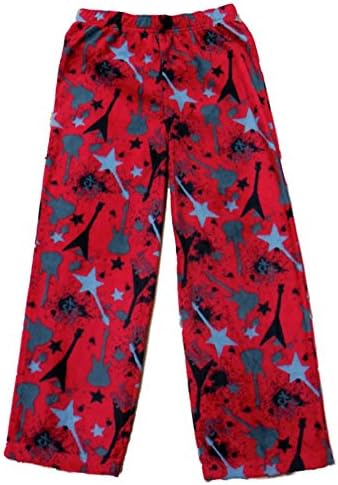 Jelli Fish Boys Red Fleece Electric Guitar Sleep Pants Pajama Bottoms