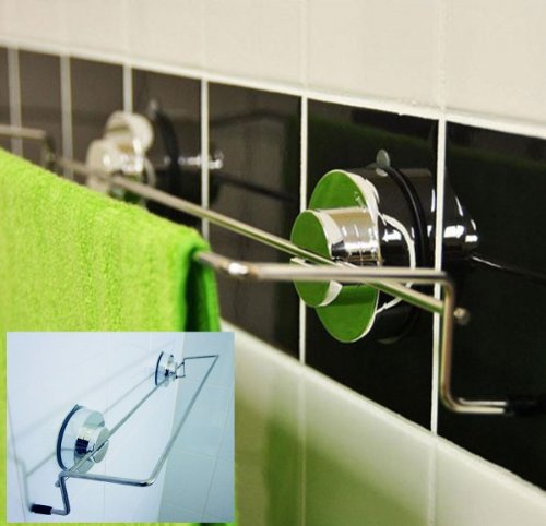 Towel Bar - Attaches With Suction Cups (Silver) (2.7H x 21.6W x 6.3D)
