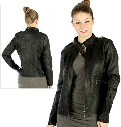 New Mix Women's Faux Leather Motorcycle Jacket Fits M-XL