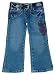 Girls' Stretch Denim Jeans with Belt, Side Embroidery and Studs