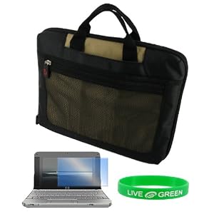 HP Mini 1000 Mobile Broadband 8.9-Inch Lightweight Checkpoint Friendly Netbook Bag + Screen Protector - Tan Black