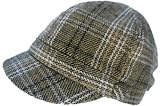 Plaid Wool Riding Cap Fleece Lined Newsboy Hat Jockey Equestrian Newsgirl Winter TAN / BLACK / WHITE