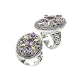 925 Silver & Amethyst Oval Filigree Ring with 18k Gold Accents- Sizes 6-8