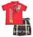 Company 81 Infant Boys Apple Red & Black Plaid 2Pc Short Set