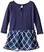 Nautica Girls' Combination Dress with Printed Plaid Chiffon Skirt