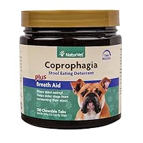 NaturVet Coprophagia Stool Eating Deterrent Plus Breath Aid for Dogs, 130 ct Time Release, ChewableTablets, Made in USA
