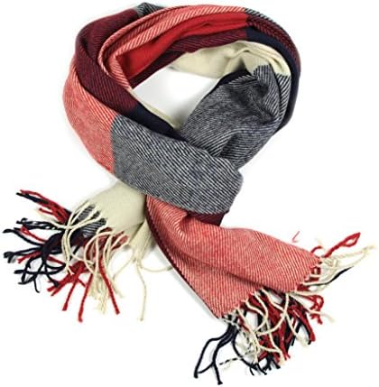 ALK Women Plaid Classic Warm British Style Winter Neckerchief Red Blue