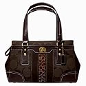 AUTHENTIC COACH HAMPTONS STRIPE MEDIUM CARRYALL 11071