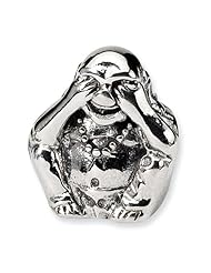 Sterling Silver Reflections See No Evil Buddha Bead