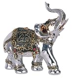 6.5 inch Embellished Silver Thai Elephant Facing Right Figurine Statue