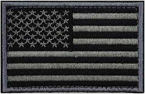 USA Flag - Black &amp; Gray Tactical Patch American Flag - Velcro Patches - Molon Labe Morale