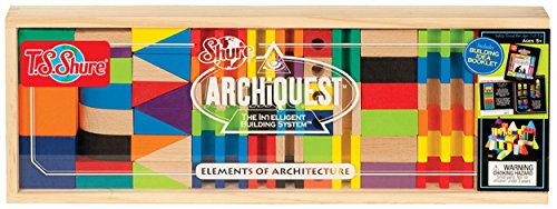 T.S. Shure ArchiQuest Architectural Elements Building Blocks in a Wooden Box - 59 Piece Set