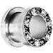 00 Gauge Stainless Steel Black Clear Gem Screw Fit Tunnel