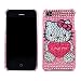 Love Heart Baby Pink Kitten Acrylic Rhinestones Bling Diamond Snap on Back Cover Protector Faceplate Case for Apple Iphoen 4 4g + Front and Back Screen Guard Film (Free Wristband)