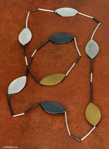 Gold plated silver long Turning Leaves