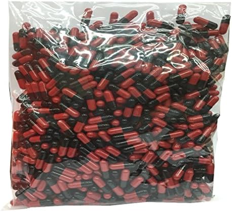 Empty Capsules 2000 Count, Red &amp; Black Colored, Gelatin,Certified Halal