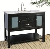 42 Bathroom Vanity with Glass Cabinet (Ebony) (35H x 42W x 21D)