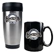 Milwaukee Brewers MLB Stainless Steel Travel Tumbler & Black Ceramic Mug Set - Primary Logo by Great American Products