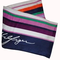 Tommy Hilfiger Purple Multi-colored Striped Large Oversized Beach Towel