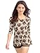 Allegra K Ladies Flower Pattern Long Princess Sleeve Stretchy Soft Peplum Top