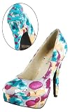 Joyce6 Corset Back Floral Platform Pumps GREEN