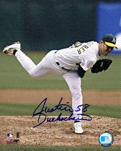Justin Duchscherer Autographed/Hand Signed 8x10 Photo #1 Oakland A's