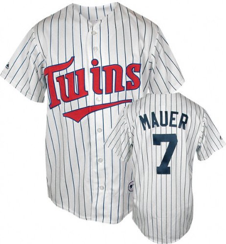 Joe Mauer Minnesota Twins Home White/Navy MLB Replica Jersey