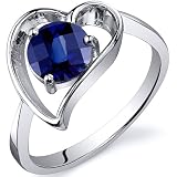 Heart Shape 1.25 carats Blue Sapphire Solitaire Ring in Sterling Silver Rhodium Finish Available in Sizes 5 thru 9