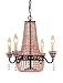 AF Lighting 7002-4H Parlor Candle Base Mini Chandelier, Oil Rubbed Bronze with Pink Faux Beads