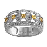0.15 Cttw Citrine, 0.35 Ct Diamond 14 Kt White Gold Victorian Style Ring Size 7
