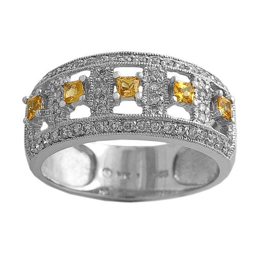 Buy 0.15 Cttw Citrine, 0.35 Ct Diamond 14 Kt White Gold Victorian Style Ring Size 7 by Kooljewelry