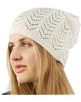 Unisex Chevron Vented Soft Knit Long Beanie Slouchy Slouch Skull Hat Cap