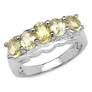 Buy 1.85 Carat Genuine Citrine .925 Silver Ring by JewelzDirect