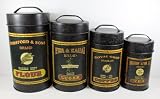Vintage Decorative Canister Set Black Tins - 4/set