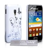 Samsung Galaxy Ace Plus Tasche Wei� Schmetterling Blumen Hart Hybrid H�lle Mit Displayschutzvon "Yousave Accessories�"