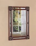 Rectangle Cherry Finish Mirror With Gold Leaf Accents