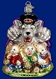 THREE LITTLE PIGS & WOLF Ornament Old World Christmas