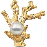 18K Yellow Gold Paspaley South Sea Cultured Pearl and Diamond Brooch