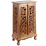 EXP Handmade Asian Furniture - 40" Flower Vines Storage Cabinet / End Table - Natural Finish